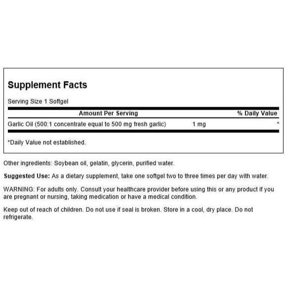 Healthily You | Swanson, Garlic Oil Concentrate, 500 mg, 250 Softgels Cardiovascular Health