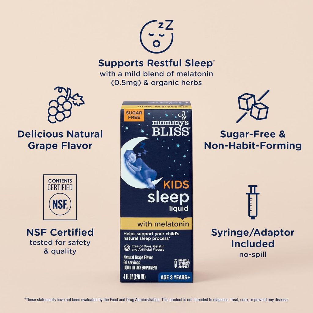 LittleSunshine | Mommy's Bliss, Kids Sleep Liquid with Melatonin, Age 3 Years+, Natural Grape,