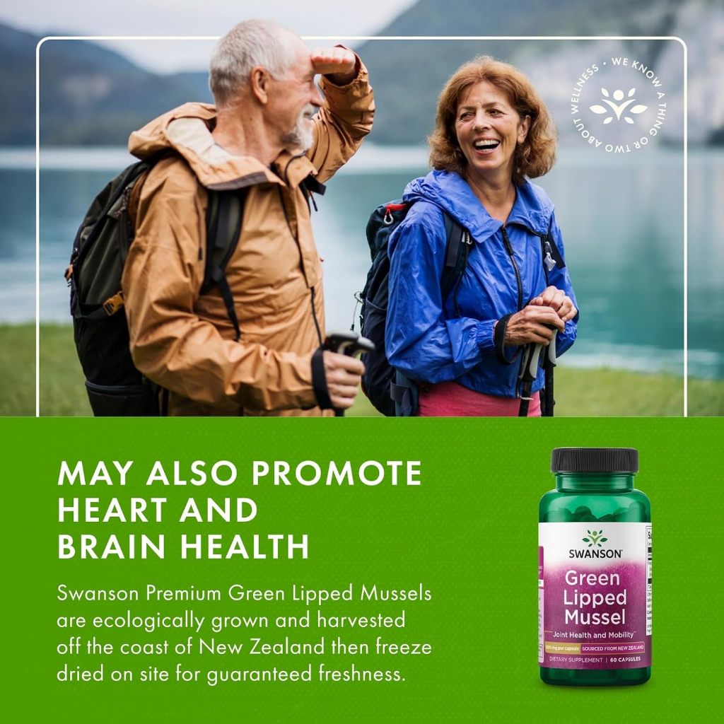 HealthilyYou | Swanson, Green Lipped Mussel, 500 mg, 60 Capsules Supports Joint Comfort and Mobility