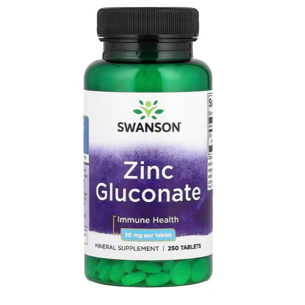HealthilyYou | Swanson, Zinc Gluconate, 30 mg, Tablets, 50 mg, 250 Capsules, Immune Health