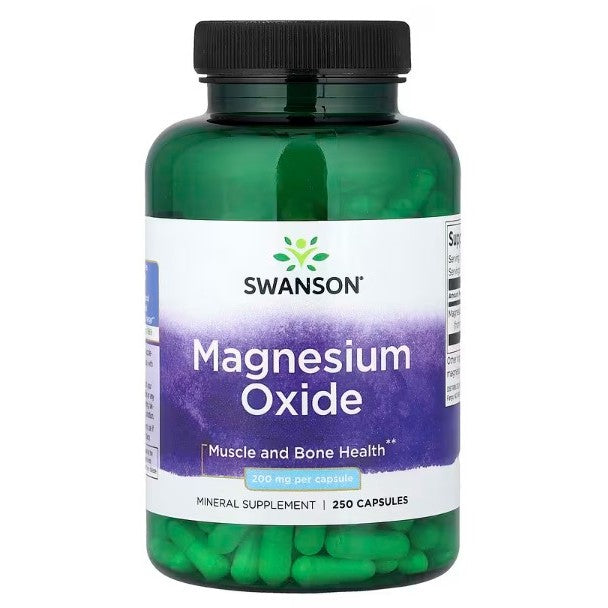HealthilyYou | Swanson, Magnesium Oxide, 200 mg, 500 mg, Capsules Muscle and Bone Health