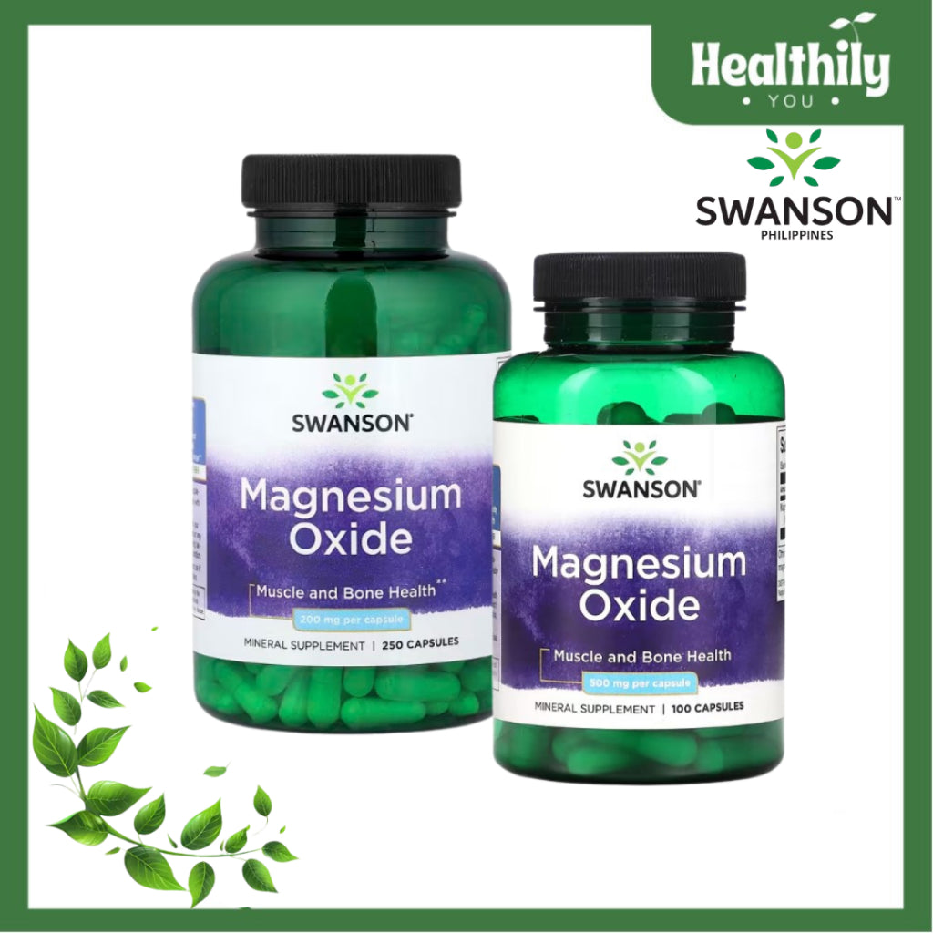 HealthilyYou | Swanson, Magnesium Oxide, 200 mg, 500 mg, Capsules Muscle and Bone Health