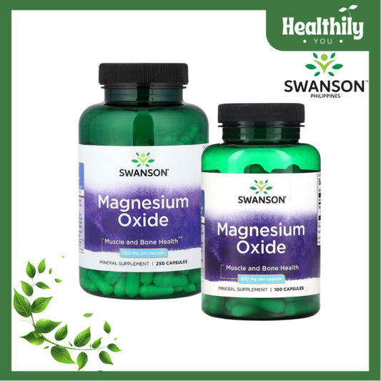 HealthilyYou | Swanson, Magnesium Oxide, 200 mg, 500 mg, Capsules Muscle and Bone Health
