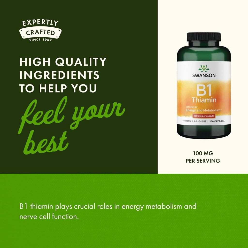 HealthilyYou | Swanson, B1, Thiamin, 100 mg, 250 Capsules Energy and Metabolism Support