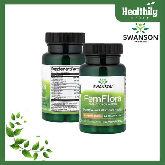 HealthilyYou | Swanson, FemFlora, Probiotic For Women, 9.8 billion CFU, 60 Vegan Capsules Digestive