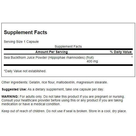HealthilyYou | Swanson, Full Spectrum® Sea Buckthorn, 60 Capsules Skin Health Herbal Supplement