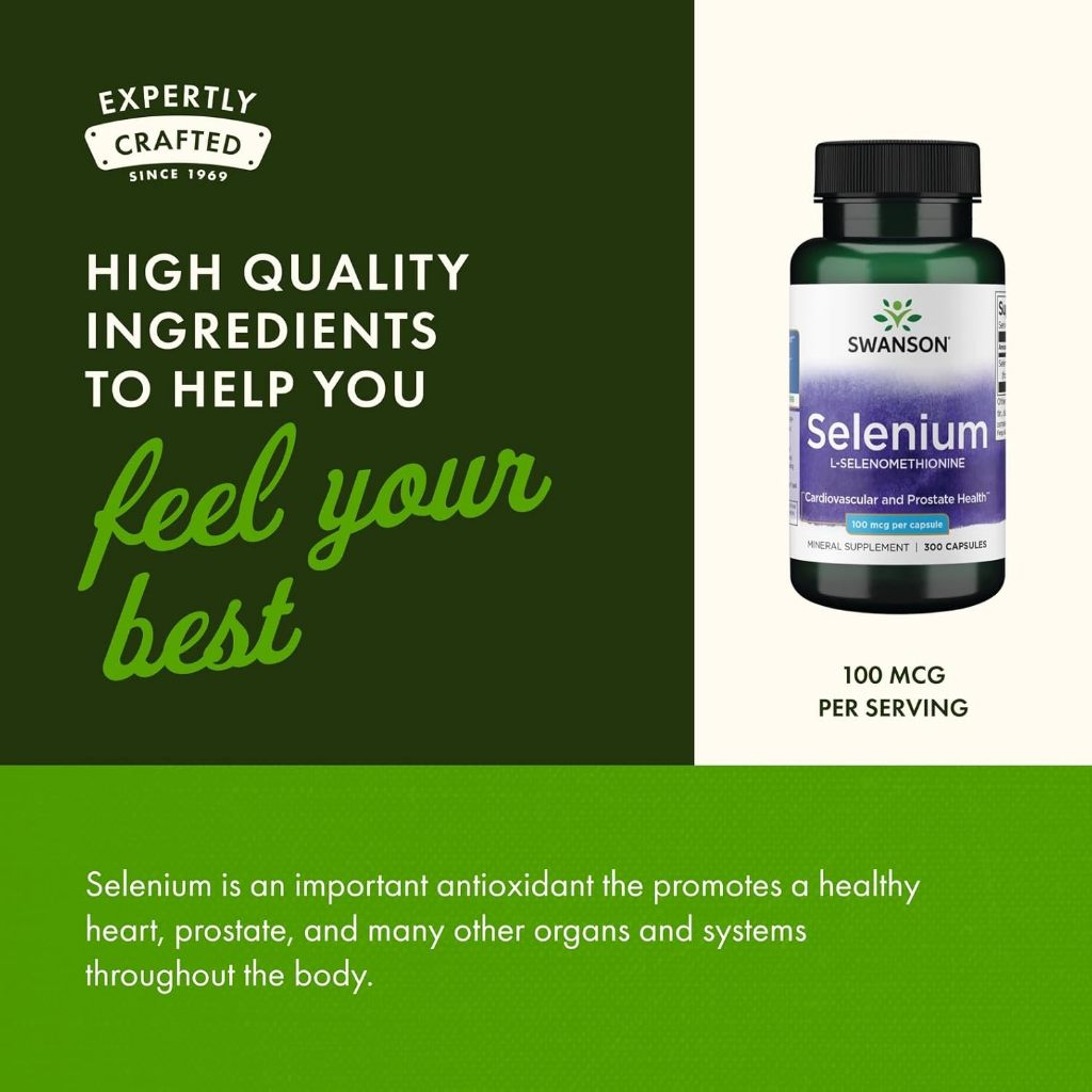 Healthily You | Swanson, Selenium, L-Selenomethionine 100 mcg Capsules, Provides Antioxidant Support