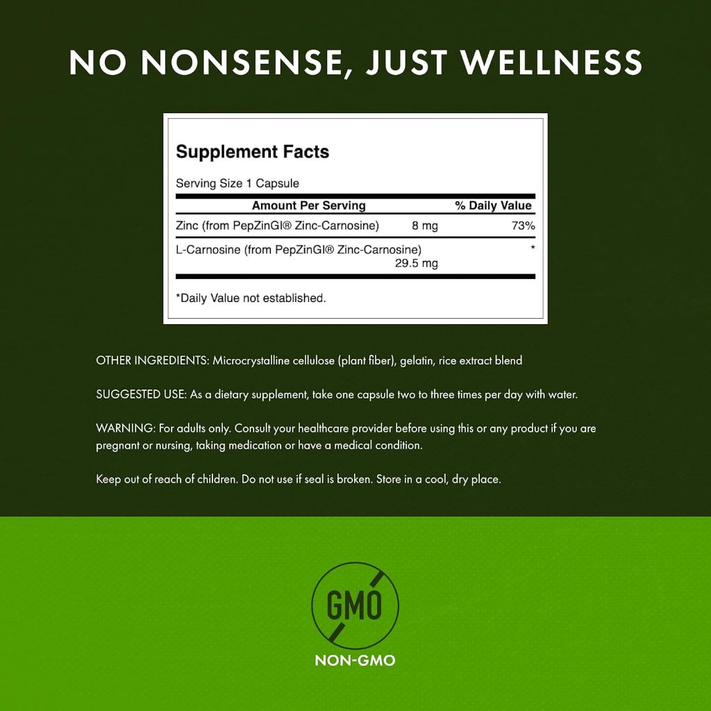 Healthily You | Swanson, Zinc Carnosine, 60 Capsules Digestive Health Featuring PepZinGI