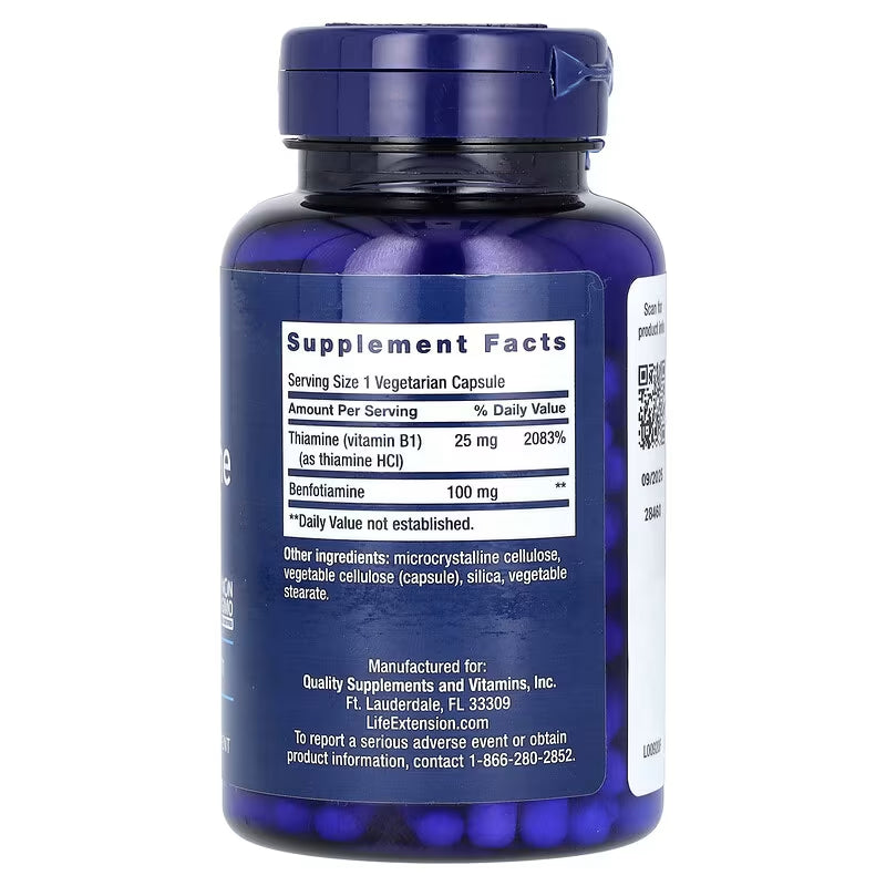 Life Extension, Benfotiamine with Thiamine ( Blood Sugar Support, Cellular & Vascular Protection )