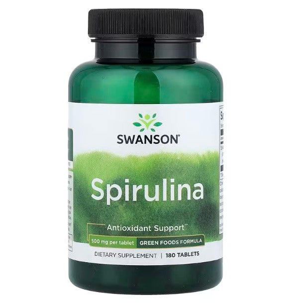 HealthilyYou | Swanson, Spirulina, 500 mg, 180 Tablets Antioxidant Support Green Foods Formula