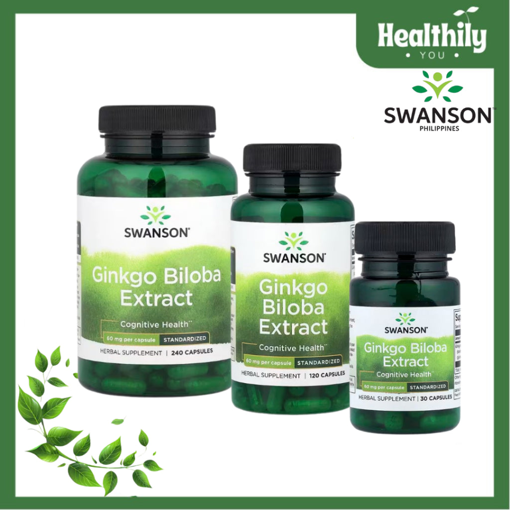 HealthilyYou | Swanson, Ginkgo Biloba Extract, 60 mg, Capsules, Cognitive Health Herbal Supplement