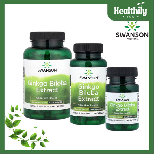 HealthilyYou | Swanson, Ginkgo Biloba Extract, 60 mg, Capsules, Cognitive Health Herbal Supplement