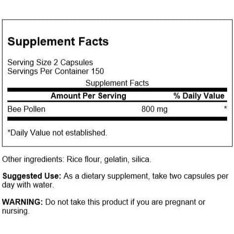 HealthilyYou | Swanson, Bee Pollen, 400 mg, Capsules Energy and Immune Support
