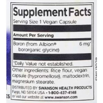 HealthilyYou | Swanson, Albion® Boron, 6 mg, 60 Vegan Capsules Bone Health Albion Minerals Vegan