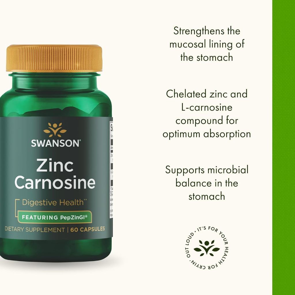 Healthily You | Swanson, Zinc Carnosine, 60 Capsules Digestive Health Featuring PepZinGI