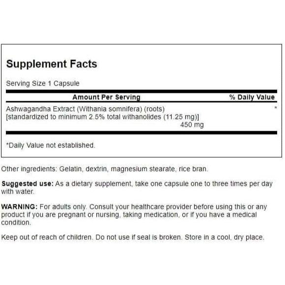 Healthily You | Swanson, Ashwagandha Extract, Standardized, 450 mg, 60 Capsules Stress Support