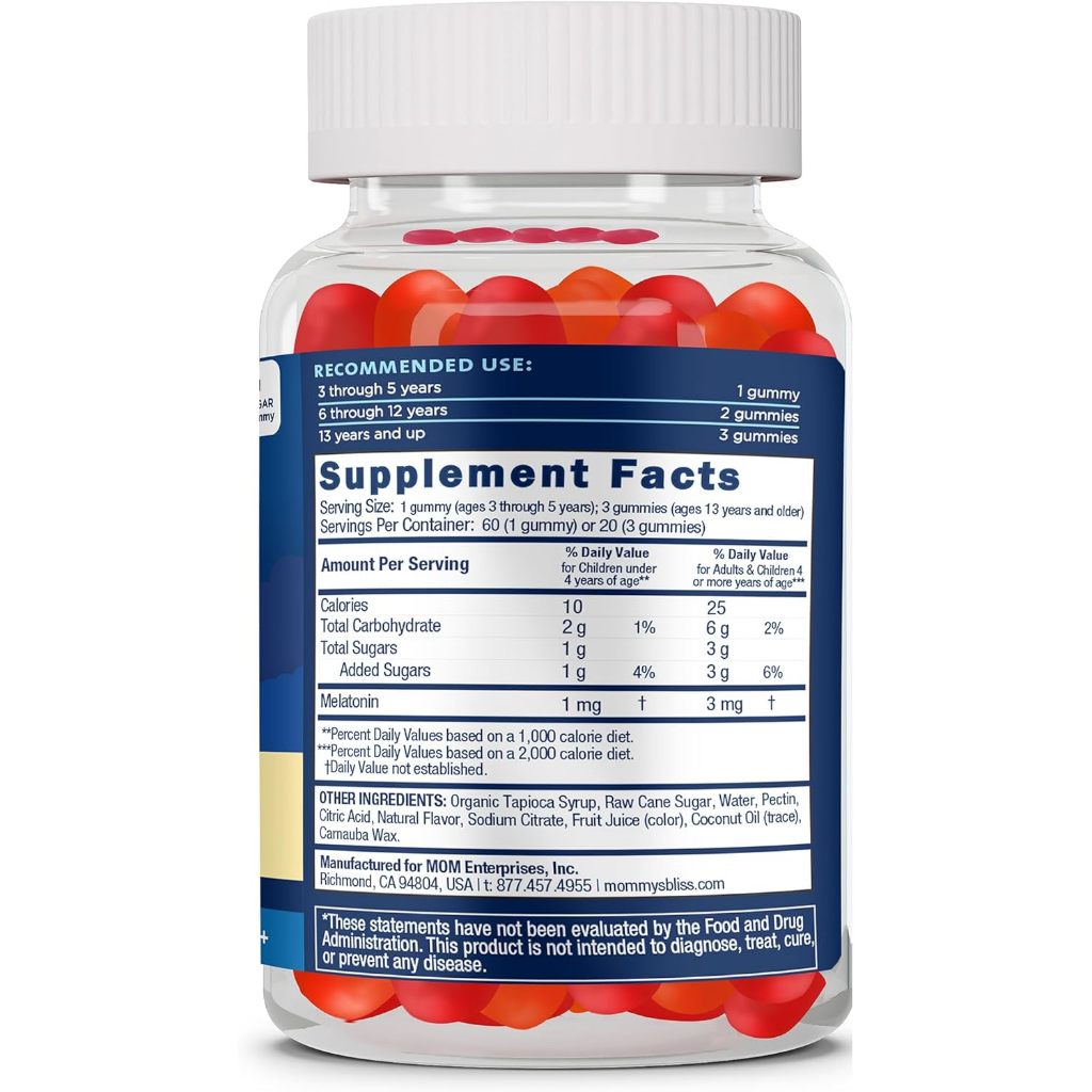 LittleSunshine | Mommy's Bliss, Kids Sleep Gummies With Melatonin, Age 3 Years+, Strawberry, 60Gummy