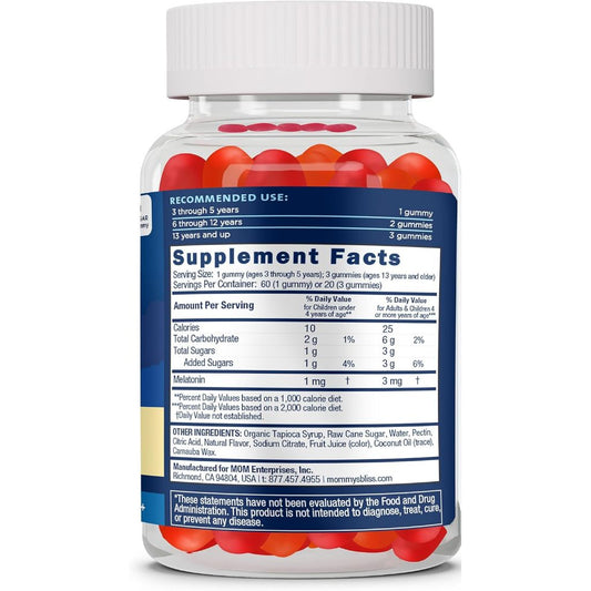 LowCostPH | Mommy's Bliss, Kids Sleep Gummies With Melatonin, Age 3 Years+, Strawberry, 60Gummy