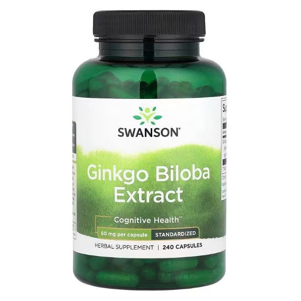 HealthilyYou | Swanson, Ginkgo Biloba Extract, 60 mg, Capsules, Cognitive Health Herbal Supplement
