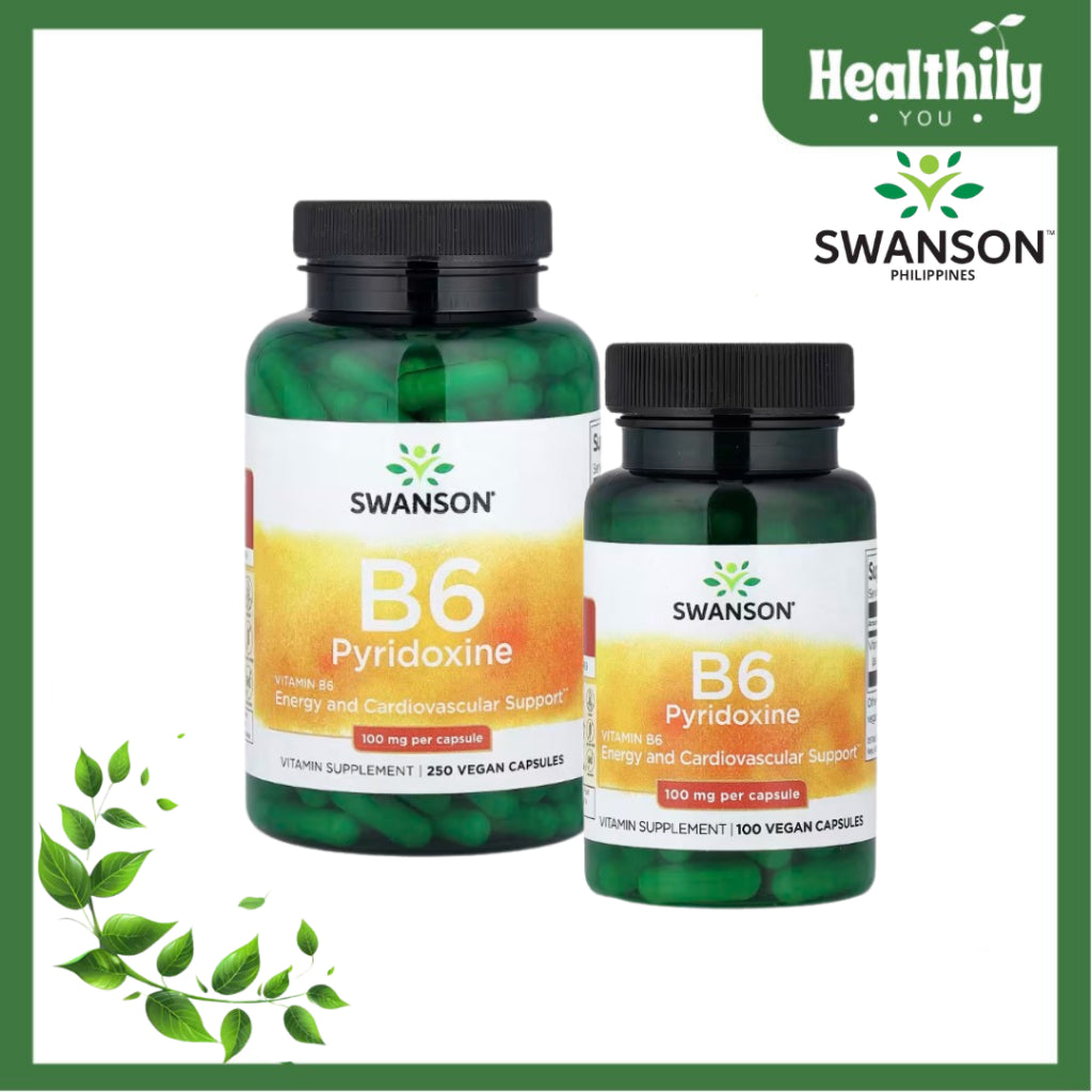 HealthilyYou | Swanson, Vitamin B6 Pyridoxine, 100 mg, Vegan Capsules Energy & Cardiovascular Health
