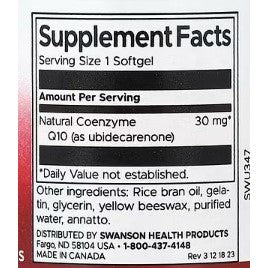 HealthilyYou | Swanson, CoQ10, 30 mg, 60 mg, Softgels Supports Cardiovascular Health