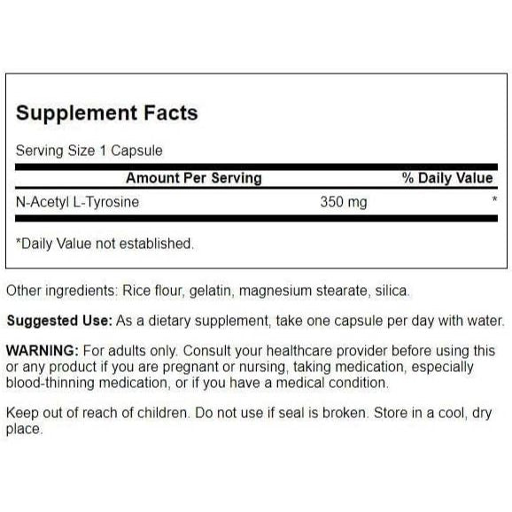 Healthily You | Swanson, N-Acetyl L-Tyrosine, 350 mg, 60 Capsules Brain and Nervous System Health