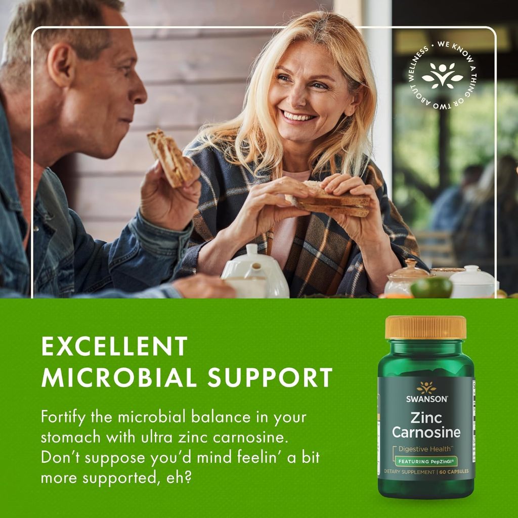 Healthily You | Swanson, Zinc Carnosine, 60 Capsules Digestive Health Featuring PepZinGI