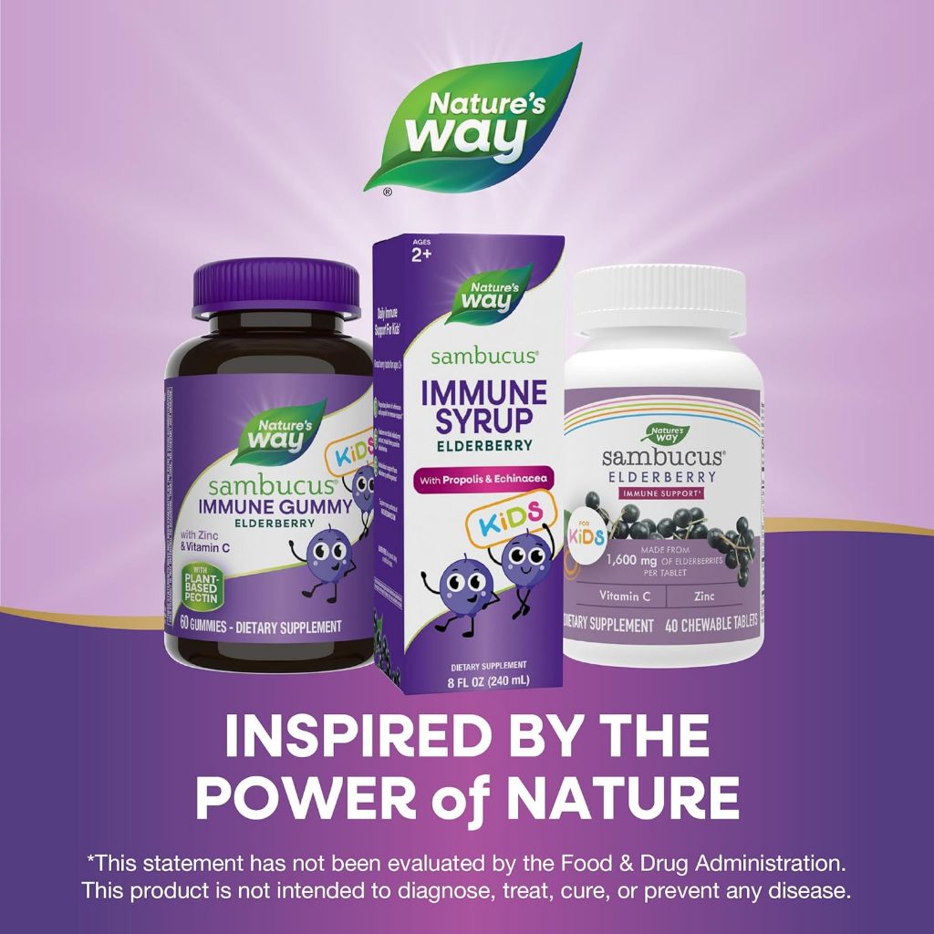LittleSunshine | Nature's Way, Sambucus® Kids, Immune Syrup Elderberry with Propolis & Echinacea,