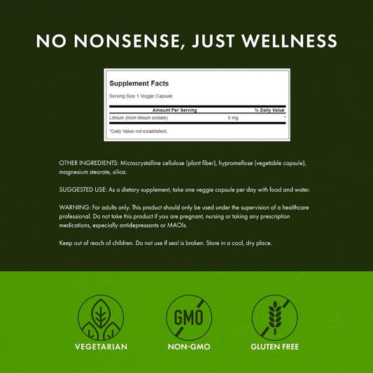 NaturalSolutions | Swanson, KAL, Lithium Orotate, 5 mg, Brain and Nervous System Health
