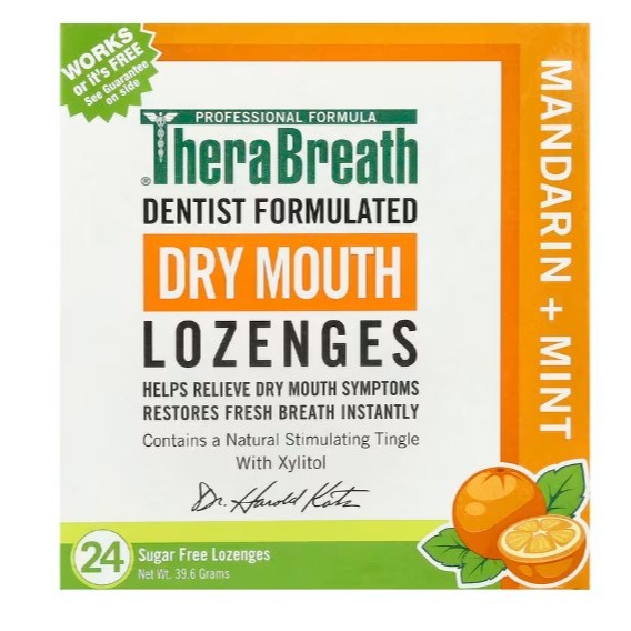 NaturalSolutions | TheraBreath, Dry Mouth Lozenges, Mandarin Mint, Tart Cherry, Freshens Breath