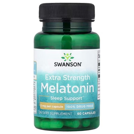 Healthily You | Swanson, Melatonin, Extra Strength 5 mg, 60 Capsules, Sleep Support 100% Drug Free