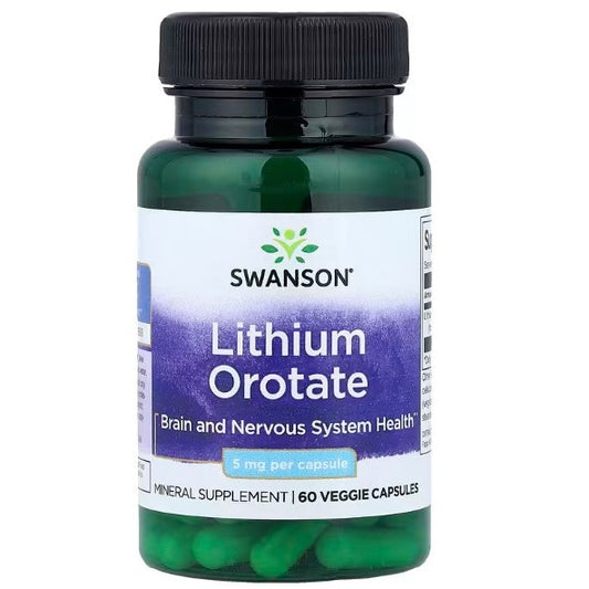 Healthily You | Swanson, Lithium Orotate, 5 mg, 60 Veggie Capsules Brain and Nervous System Health