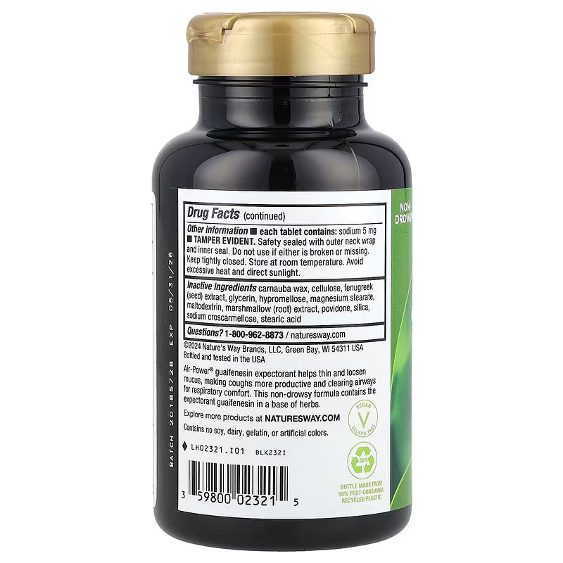 Nature's Way, Air-Power®, Guaifenesin Expectorant ( Helps Loosen Phlegm )
