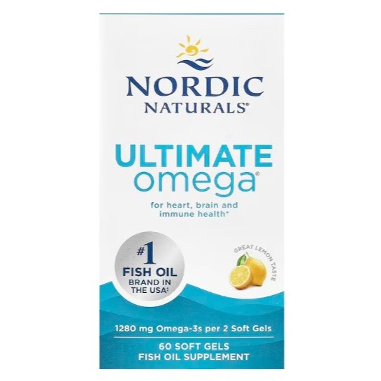 NaturalSolutions | Nordic Naturals, Ultimate Omega, Lemon, 1280 mg, D3, 2X, Heart, Brain and Immune