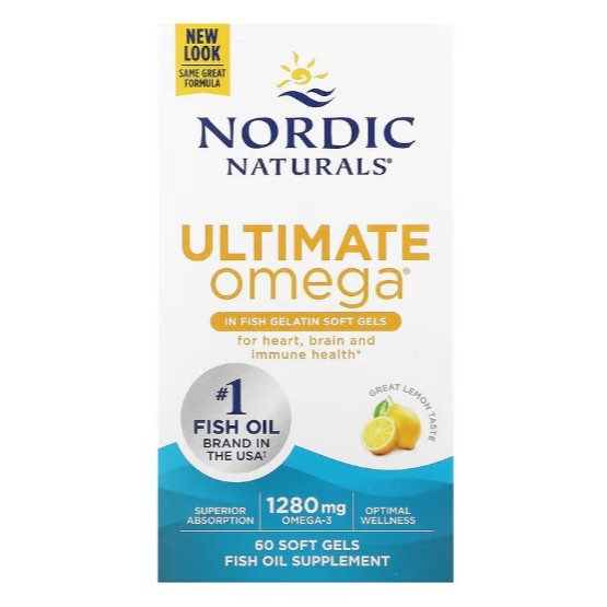 NaturalSolutions | Nordic Naturals, Ultimate Omega, Lemon, 1280 mg, D3, 2X, Heart, Brain and Immune