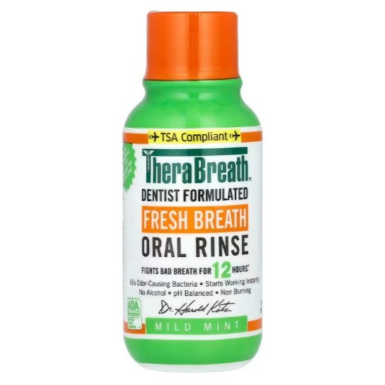 NaturalSolutions | TheraBreath, Fresh Breath Oral Rinse, Mild Mint, Fights Bad Breath for 12 Hours*