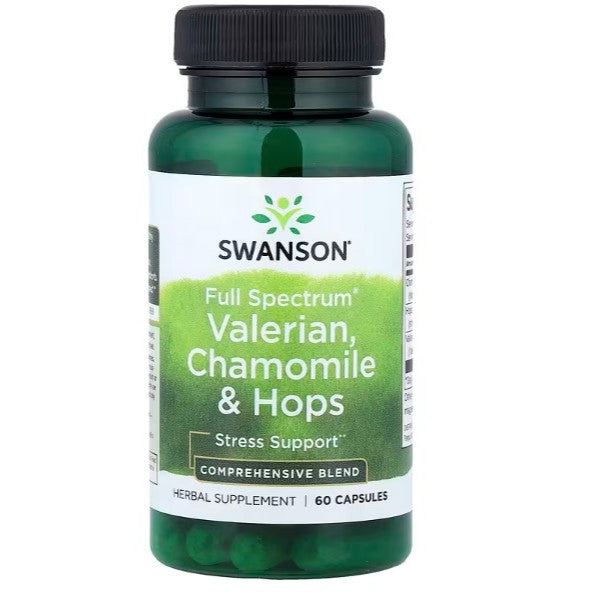 HealthilyYou | Swanson, Full Spectrum® Valerian, Chamomile & Hops 60Caps Promotes Healthy Relaxation