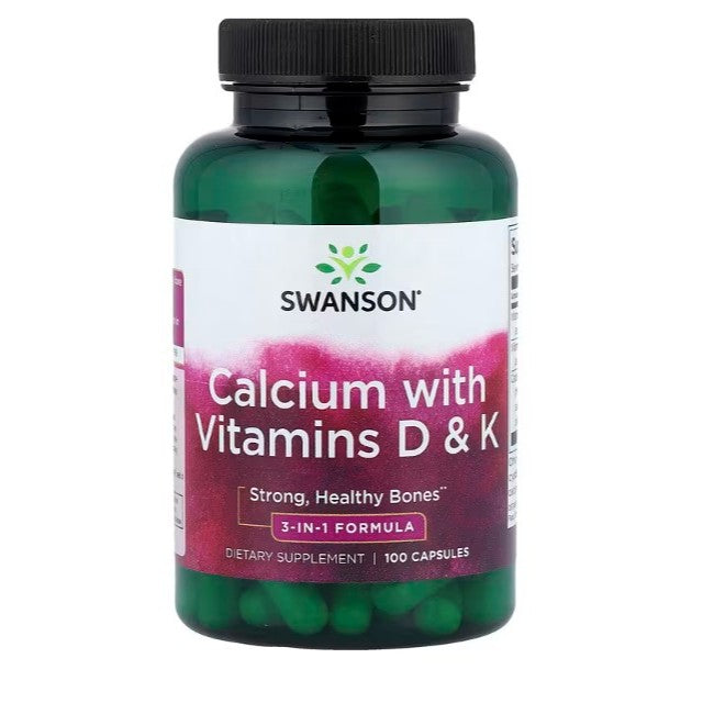 HealthilyYou | Swanson, Calcium with Vitamins D & K, 100 Capsules Strong, Healthy Bones