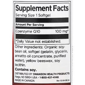 HealthilyYou | Swanson, CoQ10, High Potency, 100 mg, 400 mg, Softgels Cardiovascular Health