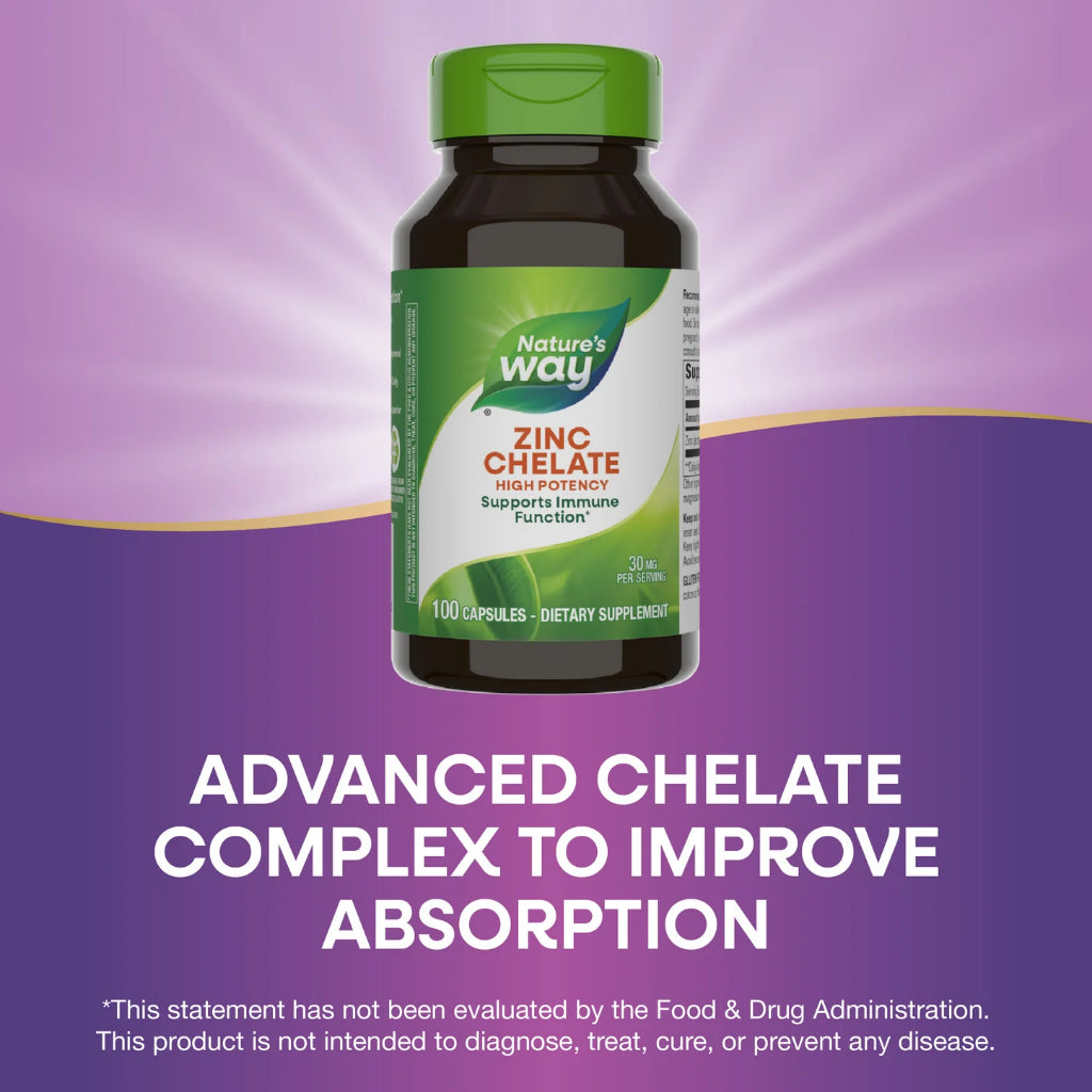 Nature's Way, Zinc Chelate ( Immune System Support, Antioxidant & Cellular Protection )