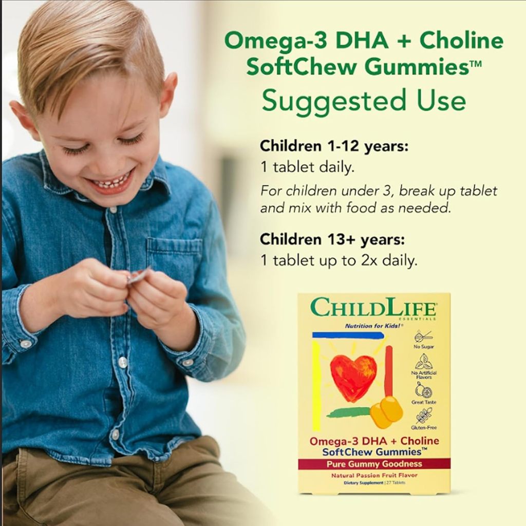 LittleSunshine | ChildLife Essentials, Essentials, Omega-3 DHA + Choline, SoftChew Gummies, Passion
