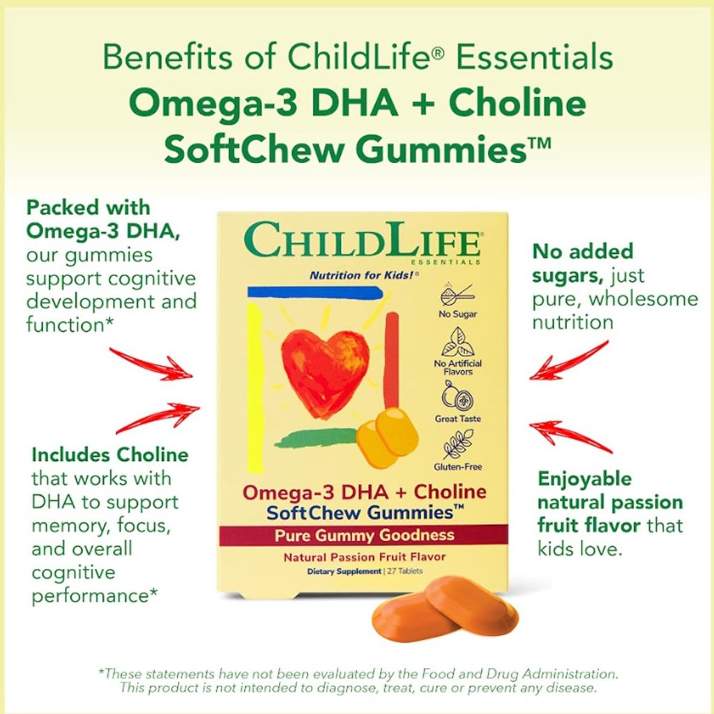 LittleSunshine | ChildLife Essentials, Essentials, Omega-3 DHA + Choline, SoftChew Gummies, Passion