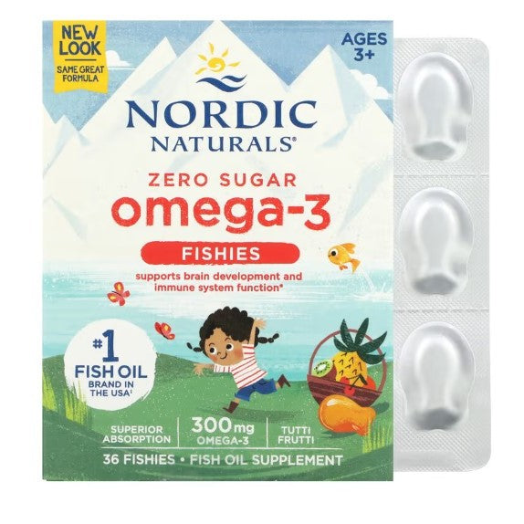 NaturalSolutions | Nordic Naturals, Daily Omega Kids, Omega-3 Fishies, Zero Sugar, Brain Development