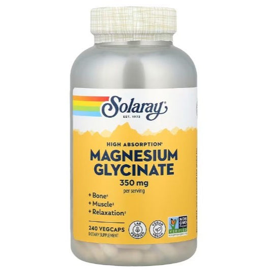 NaturalSolutions | Solaray, High Absorption Magnesium Glycinate, 350 mg, Bone Muscle Relaxation