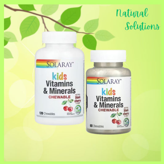 NaturalSolutions | Solaray, Kids Vitamins & Minerals Chewable, Natural Black Cherry, Chewables
