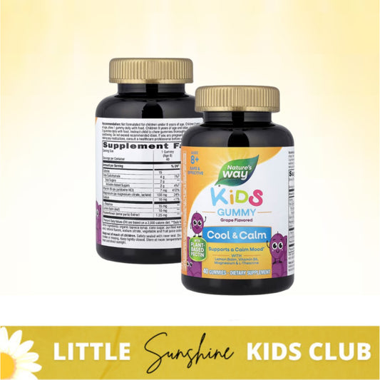 LittleSunshine | Nature's Way, Kids, Cool & Calm Gummy, Ages 8 +, Grape, Magnesium & L-Theanine