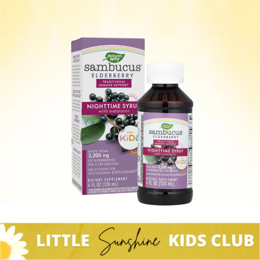 LittleSunshine | Nature's Way, Sambucus® Elderberry, For Kids, Nighttime Syrup With Melatonin,