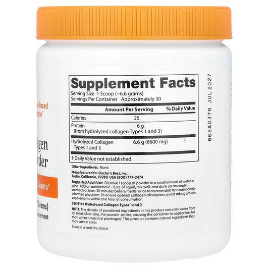 USA Supplements | Doctor's Best, Pure Collagen Types 1 and 3 Powder ( Bone Strength )