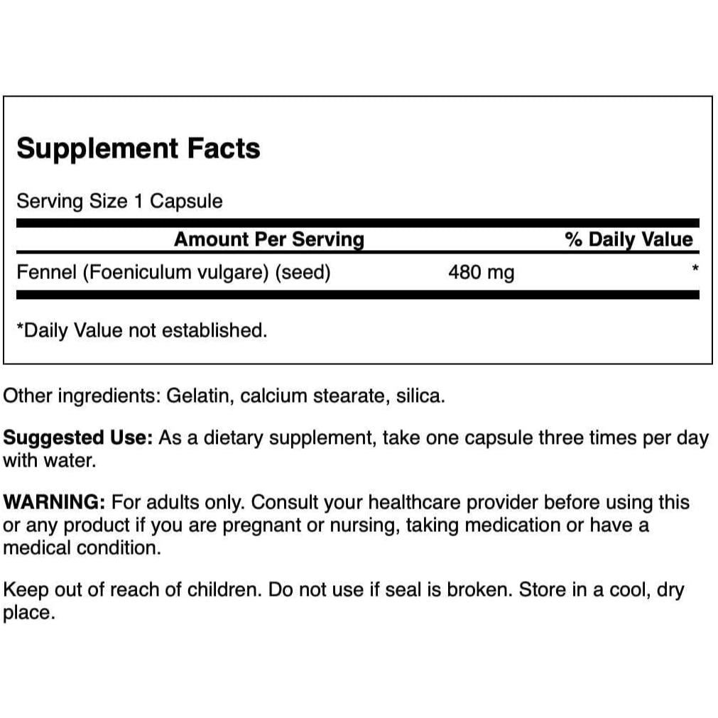 HealthilyYou | Swanson, Full Spectrum® Fennel Seed, 480 mg, 100 Capsules, Digestive Support