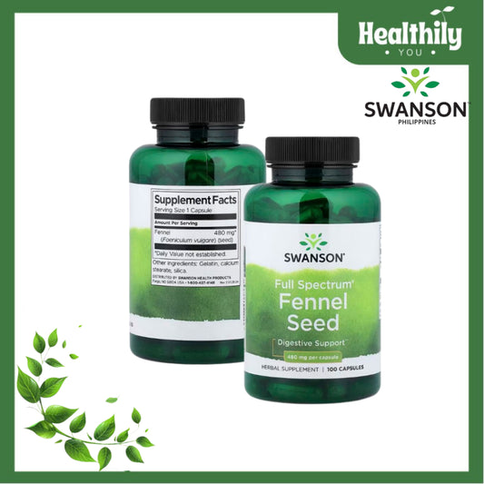 HealthilyYou | Swanson, Full Spectrum® Fennel Seed, 480 mg, 100 Capsules, Digestive Support